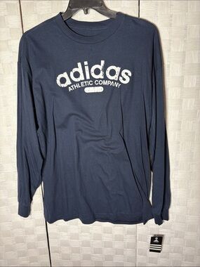 adidas Navy Blue Long Sleeve Logo Tee